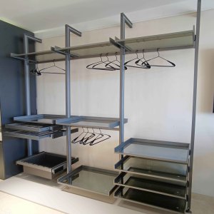 立柱衣柜定制金属铝合金开放走入式整体衣帽间现代极简全屋定制