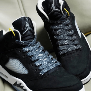 适配air jordan 5 moonlight 黑白奥利奥鸳鸯色泼墨腰果花aj5鞋带