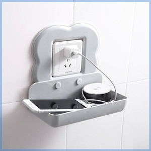 手机插座支架墙上壁挂式置物架放路由器收纳盒摄像头免打孔多功能