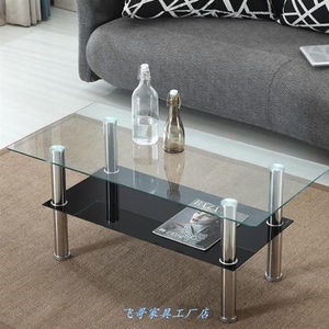 北欧风茶台双层小型家具大气客厅一体式老式钢化玻璃功夫茶几茶桌