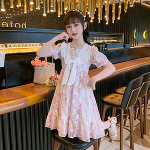 十二岁女孩夏装10岁衣服公主裙雪纺连衣裙漂亮女童洋气韩版薄款花