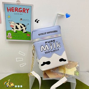 跨境牛奶盒包包2024新款个性创意单肩包milk软妹少女斜挎包