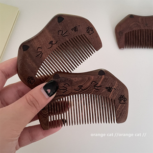 木质迷你小猫梳子小号便携随身小猫梳檀香木梳可爱儿童猫咪梳