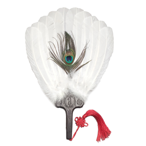 复古风白色鹅毛扇孔明扇诸葛亮羽毛扇子简约工艺扇礼品扇子中国风