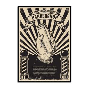 美发店装饰画油头复古怀旧剃头匠发廊相框墙理发店沙发背景墙挂画