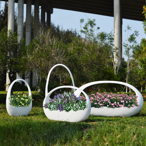 仿真庭院草坪花缸架装饰户外花蓝玻璃钢雕塑摆件园林景观美陈小品