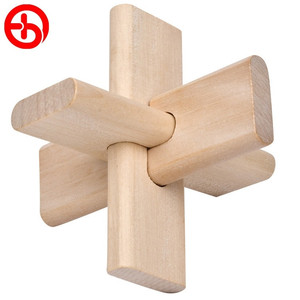 荷木三通精品益智孔明锁三根锁成人智力3通青铜鲁班锁青铜鲁班锁