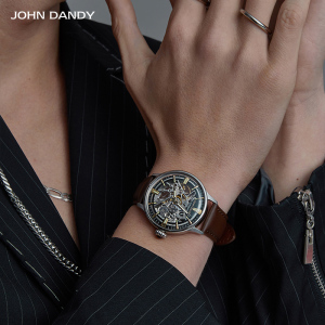 john dandy男士手表全自动镂空陀飞轮氚气机械表十大潮流品牌