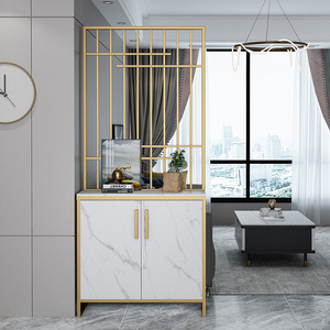 轻奢客厅屏风鞋柜一体小户型入户隔断装饰门厅金色储物玄关柜定制