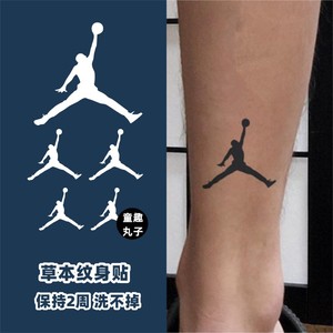 果汁草本aj草木乔丹篮球标志logo纹身贴 男女 nba防水