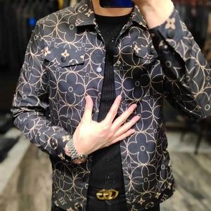 新款lvнmua秋冬季夹克男翻领满天星时尚痞帅上衣百搭修身外套男