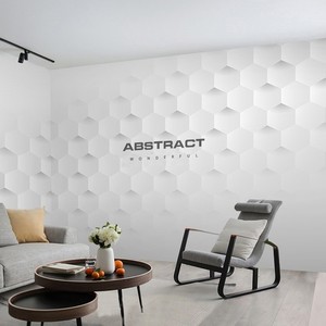 3D凹凸几何图形墙纸展厅公司前台logo办公室背景墙壁画科技感壁纸