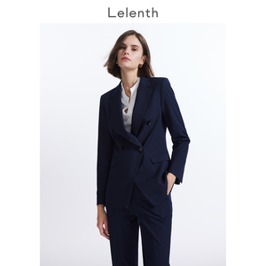 Lelenth 黑色西装套装女双排扣收腰西服外套春气质垂感高端职业装