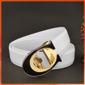 皮带男士真皮自动扣潮流白色青年腰带休闲百搭小西装男裤带cg字母