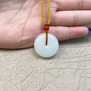和田玉白玉平安扣吊坠男女款同心圆怀古项链玉坠玉石挂坠珠宝挂件
