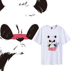 路上海原创t恤愤怒的熊猫126正肩休闲纯棉国潮创意短袖男女情侣