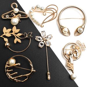 高档金属珍珠纽扣别针扣韩版针织毛衣大衣外套插针扣衣服装饰扣子