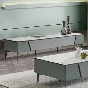 储物电视柜 北欧岩板电视柜实木抽屉金属脚2m|斯可馨