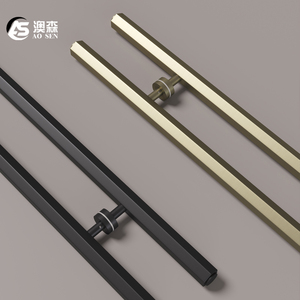 极简玻璃门实木大门拉手金黑色加厚不锈钢酒店会所双开门对装把手