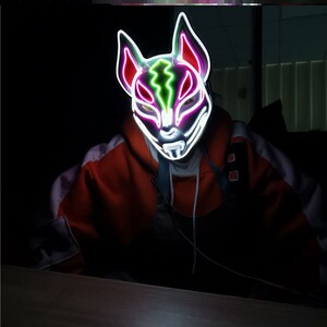 堡垒之夜 发光面具男 led全脸 动漫天狐电竞 手游cos 酒吧助兴