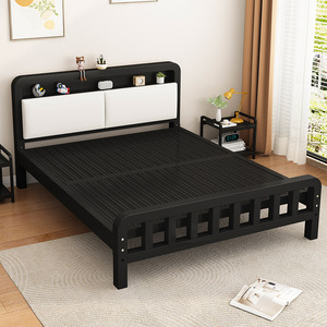 铁艺床双人床1.8m家用软包铁架床加厚单人1.5米儿童铁床出租房用