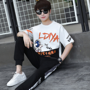 13男童夏季短袖t恤男夏天套装男孩12-15岁初中学生衣服14大童潮流