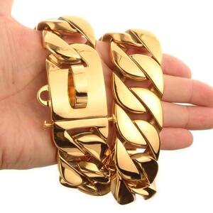 霸气大型犬土豪金项圈粗狗链不锈钢脖圈恶霸卡斯罗宠物用品定制