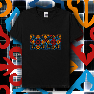 哈萨克族花纹图案印花短袖t恤男装新疆少数民族风服饰kazak上衣服