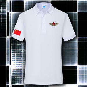 空军印花短袖polo衫男装退伍兵翻领时尚t恤飞行员飞翼爱国上衣服
