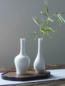 景德镇陶瓷小花瓶客厅插花观音瓶中式玉净瓶简约桌面装饰白瓷梅瓶