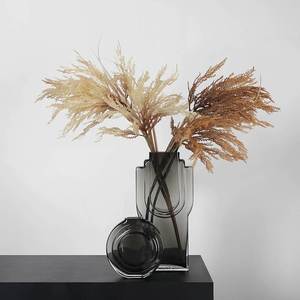 密度家居北欧现代灰色玻璃花瓶创意轻奢几何水培插花器装饰品摆件