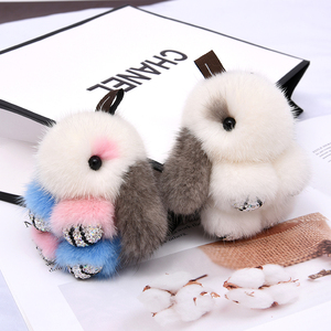 韩国可爱貂毛小兔子毛绒玩具垂耳兔公仔玩偶手机挂饰迷你兔挂件