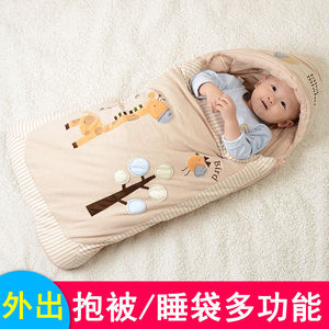 高档汤米鼠新生儿睡袋抱被秋冬两用防踢被初生婴儿包被冬季加厚外