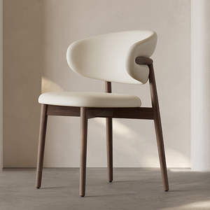 白蜡木实木轻奢餐椅客厅家用现代简约北欧设计师原木色休闲化妆椅