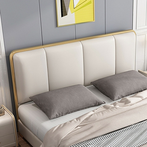 轻奢网红双人主卧床简约时尚实木软包落地床头板单买床头靠背定制