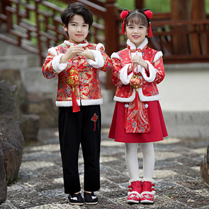 00同款货源萱微妮旗舰店天猫拜年服女童过年喜庆衣服宝宝冬装2022