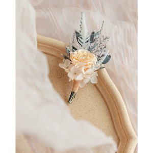 u9ad8u6863永生花香槟色玫瑰新郎胸花宴会襟花旅拍真花胸针伴娘新