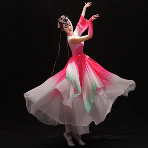 古典舞蹈服女飘逸中国风江南现代舞古装扇子舞服装套装伞舞表演服