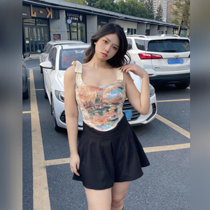 码200斤胖妹妹吊带背心女上衣宽松露背遮肚孕妇装时尚辣妈21人付款29