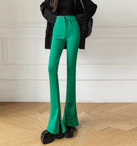 2022春秋西装裤修身喇叭拖地子女显瘦开衩新款马蹄裤西装面料高腰