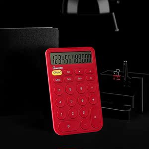 广博(guangbo)文具红色直板计算器时尚桌面计算机学生/办公通用1