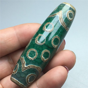 一元捡漏拍卖西藏老矿原石绿色二十一眼老天珠玛瑙玉髓项链吊坠