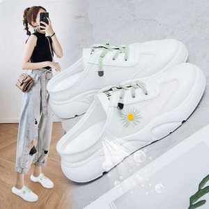 韩版ins包头半拖鞋女鞋外穿夏季无后跟休闲鞋运动半托小白凉拖鞋