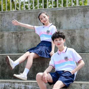 六年级毕业照服装小学生校服夏季一二年级学院风班服纯棉短袖短裙