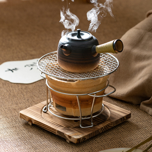 中式围炉煮茶烤火炉器具全套装备炭火煮茶器煮茶炉侧把煮茶壶茶具