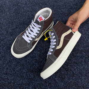 官网旗舰店联名方其万斯男鞋50周年纪念款鞋sk8-hi黑灰高帮帆布鞋