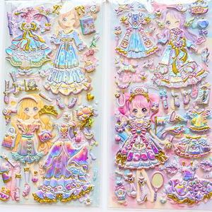 百变公主换装益智贴女孩奖励换衣服粘贴芭比娃娃贴纸可爱贴画拍拍