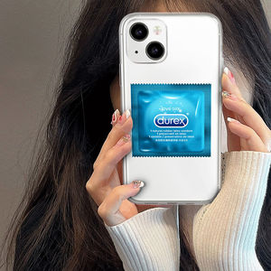 蓝色杜蕾斯手机壳适用小米10软壳红米k40情侣8搞怪note10趣味创意