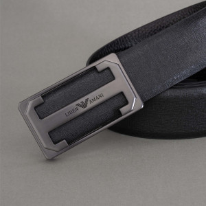 阿玛尼皮带男士平滑扣板扣奢侈品真皮内扣高档头层牛皮年轻人腰带