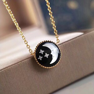 dior迪奥纯18k金日月星辰项链手链耳钉双面罗盘项链毛衣链手镯